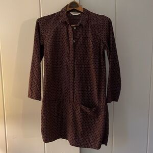 Toast Women's Dress Size 8 Purple 3/4 Sleeve Collared Half Button Shift Pockets